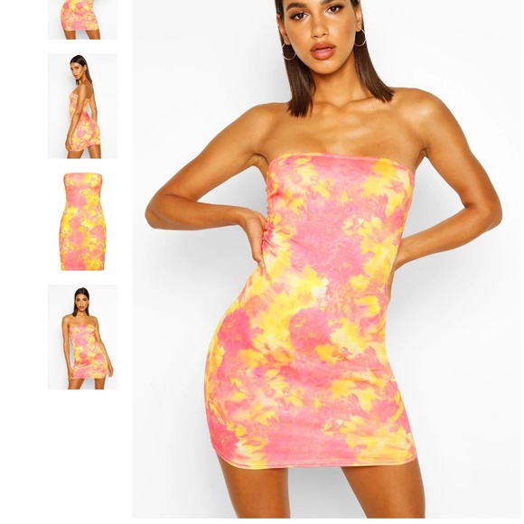 bandeau bodycon mini dress